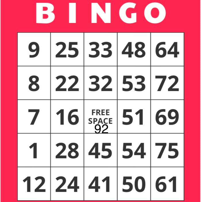 Game, Bingo: 9/19 at 3pm EST