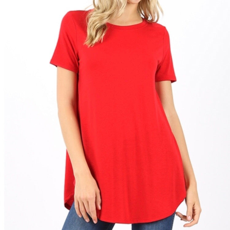Tops, Short Sleeve Round Neck Round Hem Top