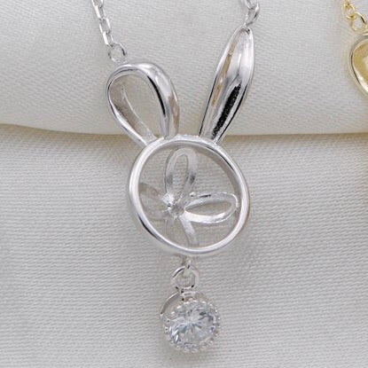 Floppy Bunny Ear Single-Pearl Pendant Mounting (Sterling silver)