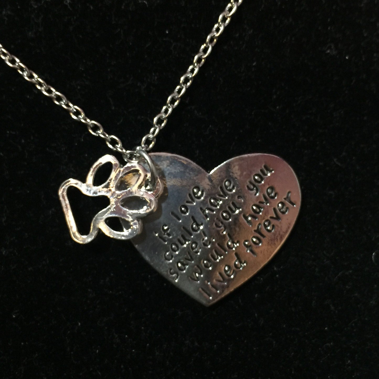 Love Saves Heart Paw Pendant