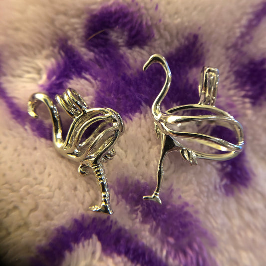 Flamingo Single-Pearl Cage Pendant