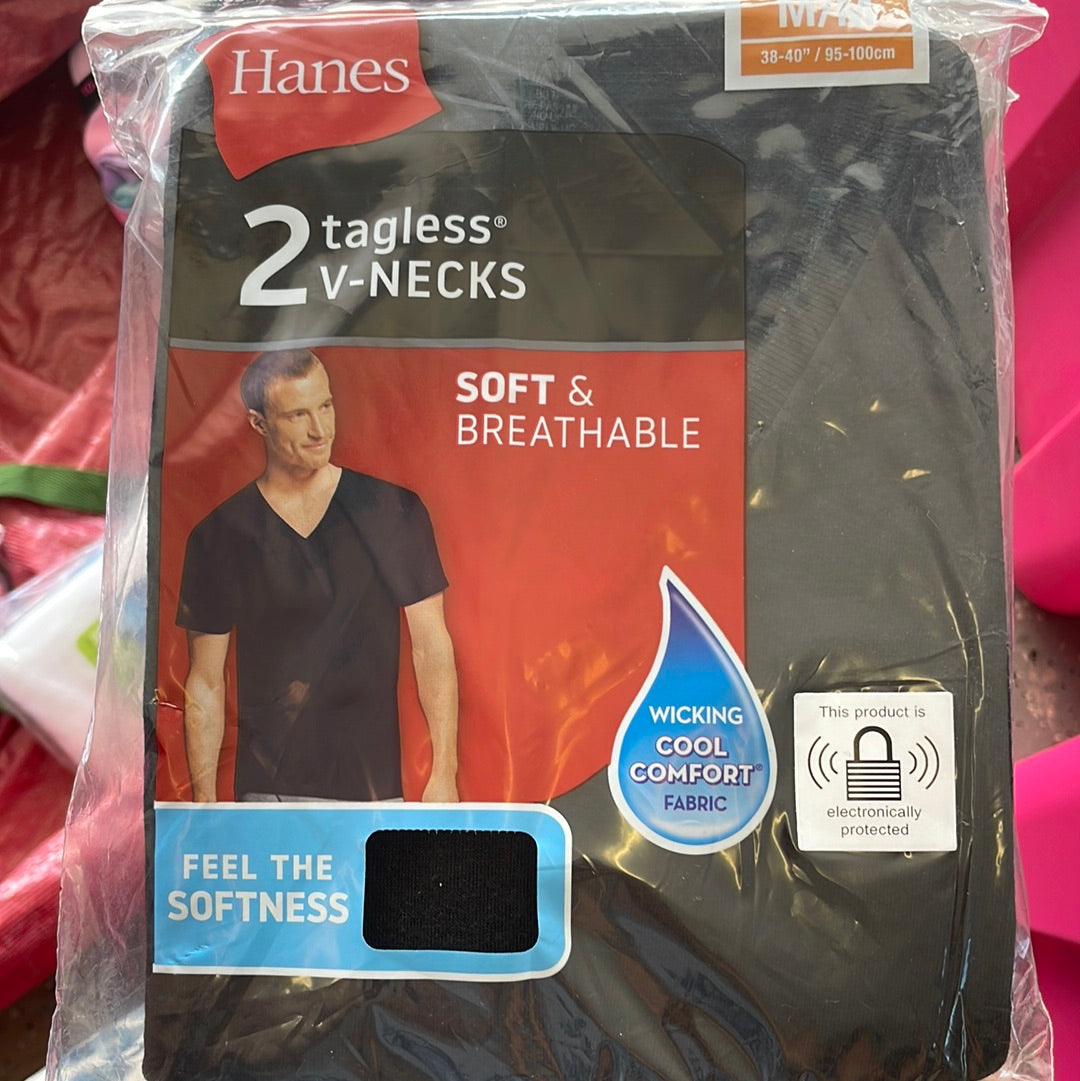 Mens, Hanes Tagless V-Neck Shirts