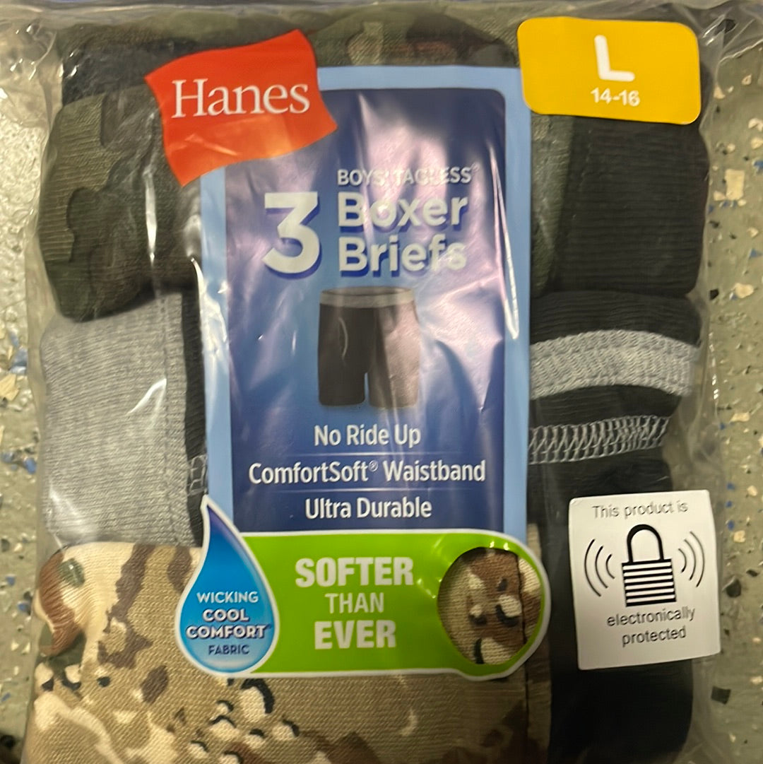 Boy’s Hanes Tagless Boxer Briefs, Sport Styling