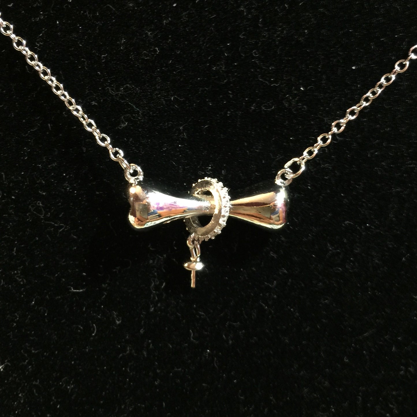 Dog Bone Single-Pearl Necklace Mounting (Sterling silver)