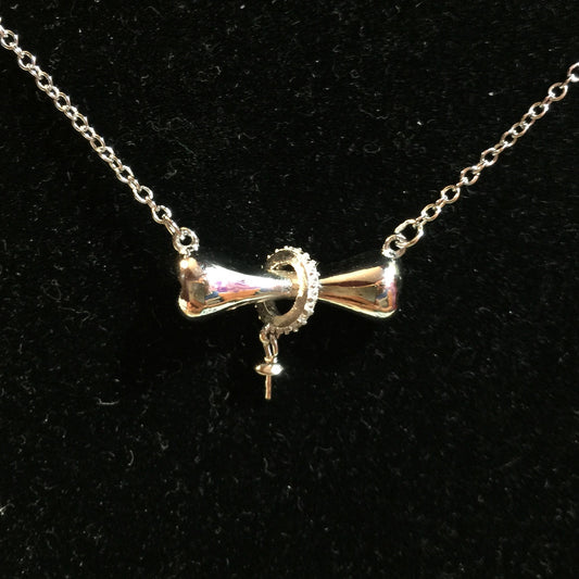 Dog Bone Single-Pearl Necklace Mounting (Sterling silver)