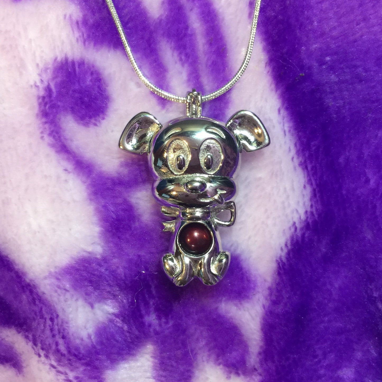 Puppy Dog Single-Pearl Cage Pendant (Sterling Silver)