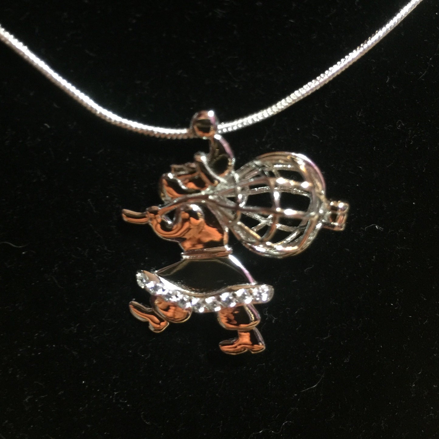 Santa Claus Single Pearl Cage Pendant (Sterling Silver)