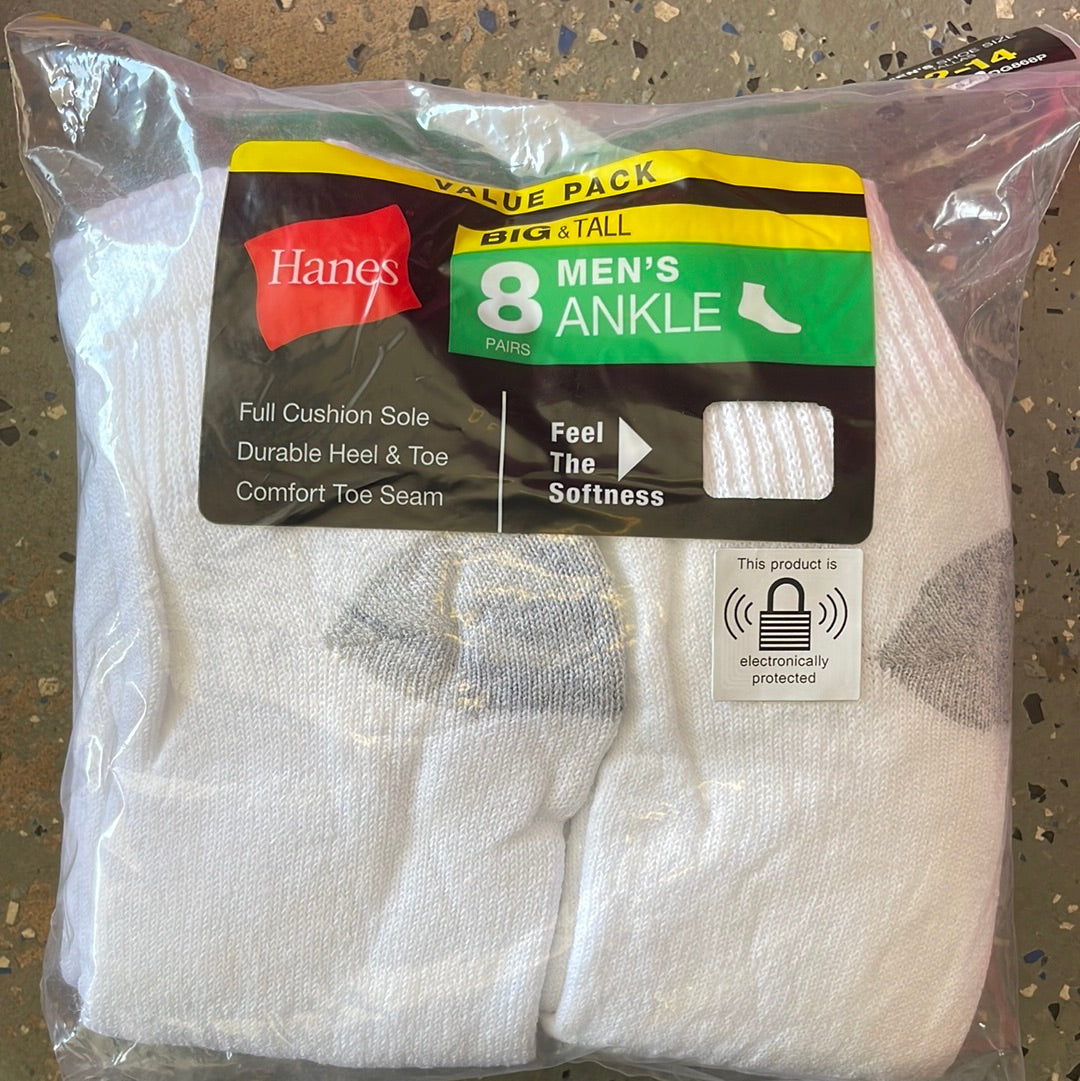 Men’s Hanes Ankle Socks, Big and Tall