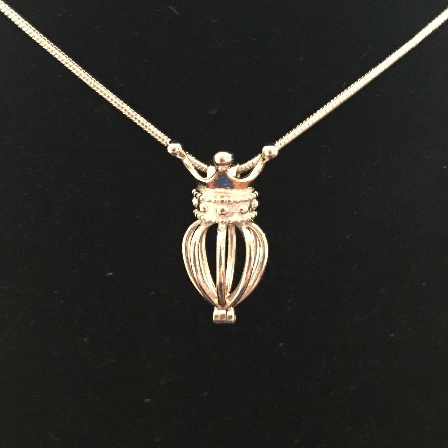 Crown Single-Pearl Cage Pendant