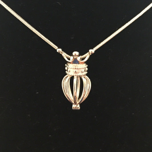 Crown Single-Pearl Cage Pendant