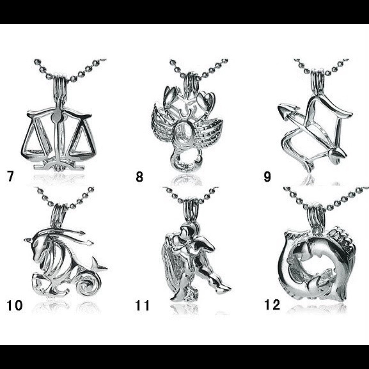 Zodiac Sign Single-Pearl Cage Pendant (silver plated)