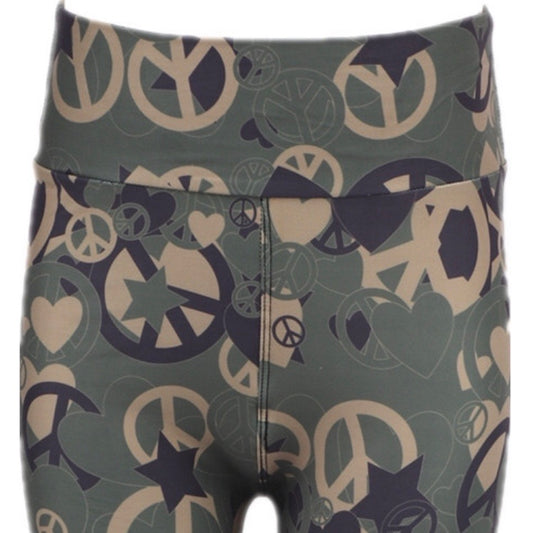 Leggings, Camo Peace Signs