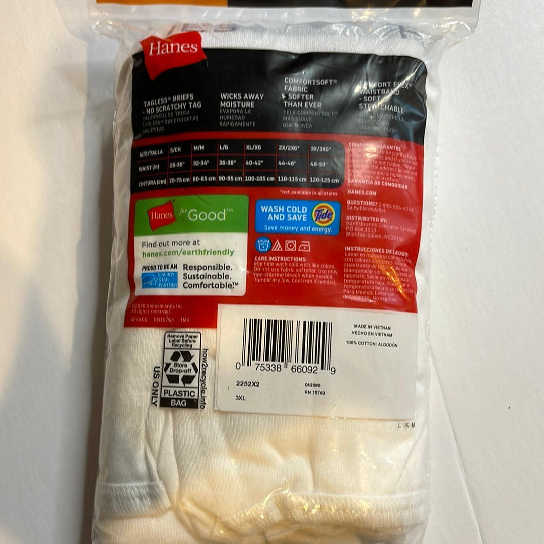 Mens, Hanes Tagless Briefs White