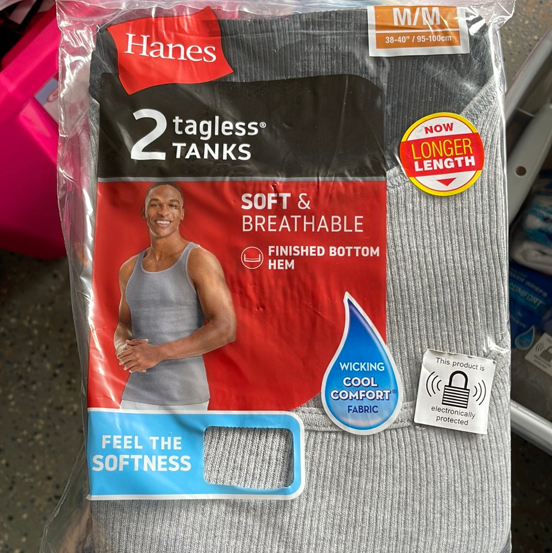 Men’s Hanes Tagless Tanks, 2 Pack