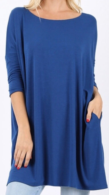 Tops, 3/4 Sleeve Drop Shoulder Boxy Top