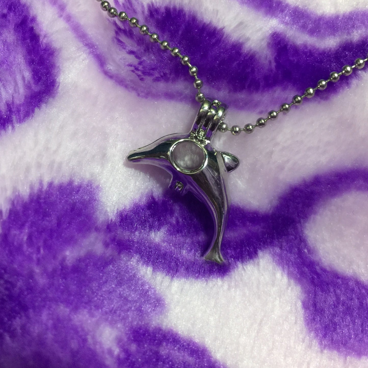 Dolphin Single-Pearl Cage Pendant (Silver Plated)