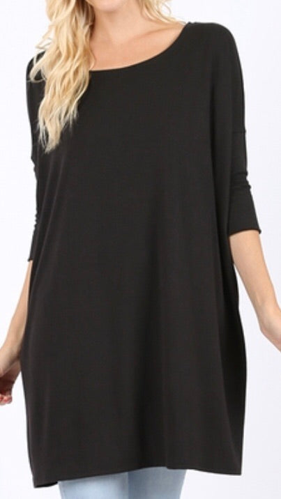 Tops, 3/4 Sleeve Drop Shoulder Boxy Top
