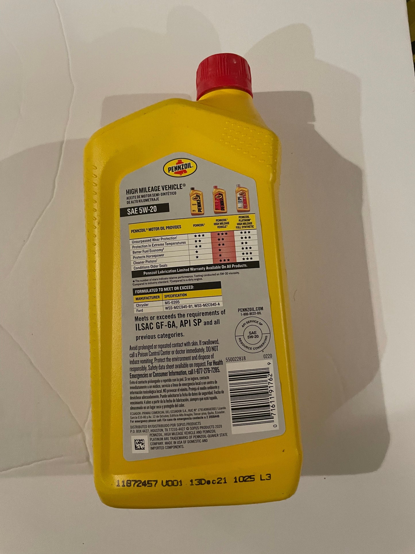 Pennzoil High Mileage Motor Oil