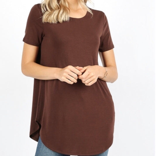 Tops, Short Sleeve Round Neck Round Hem Top