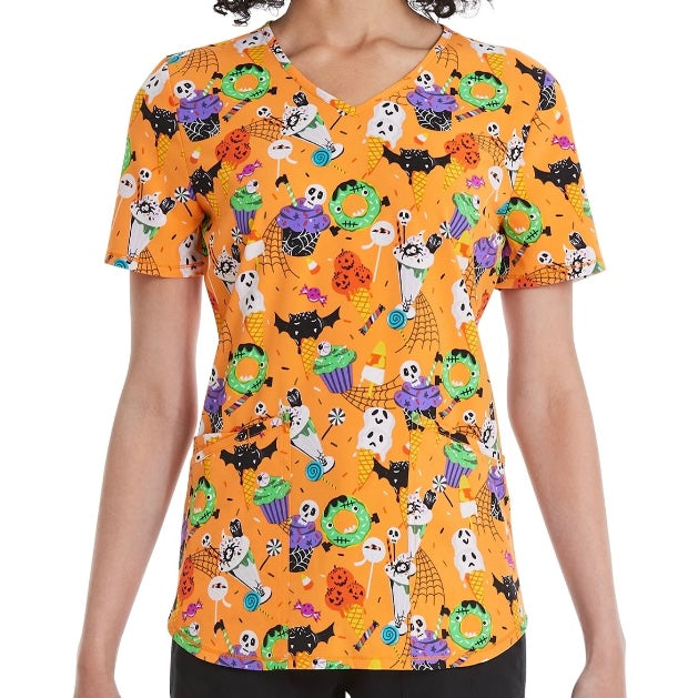 Womens, Halloween Scrub Top