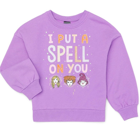 Youth, Disney Hocus Pocus Girls Halloween Fleece Sweatshirt with Glitter, Sizes 4-16