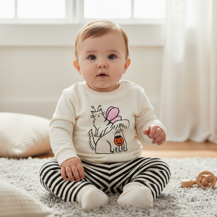 2pc Halloween Dog and Cat Trick-or-Treating French Terry Jogger Pants Set