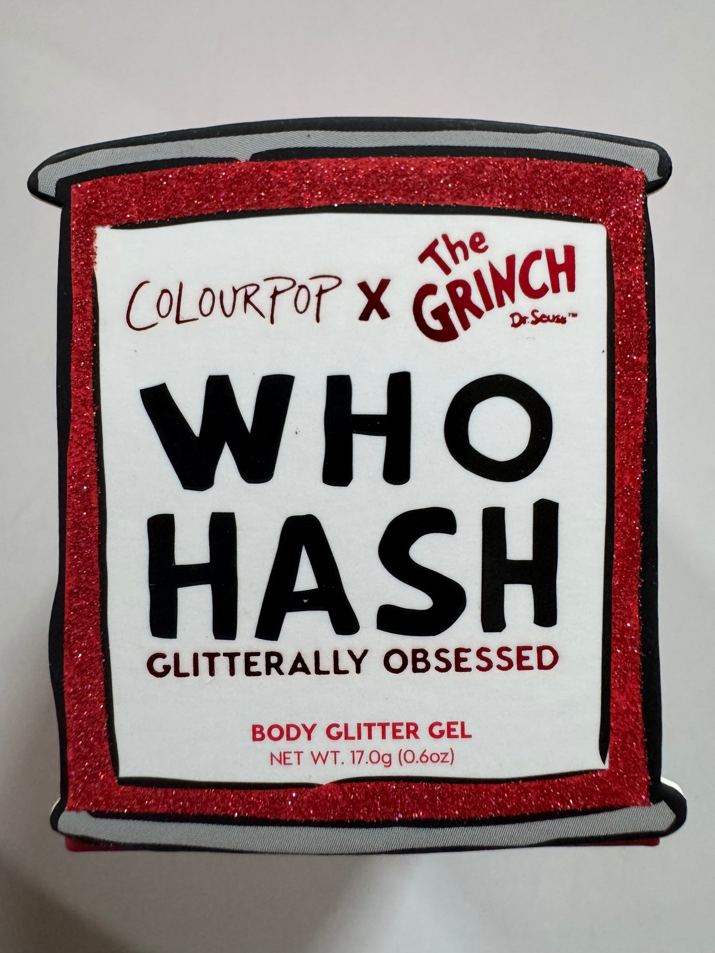 ColourPop The Grinch Who-Hash Gliterally Obsessed Iridescent Body Glitter Gel - Limited Edition Glitter Makeup for Hair, Face & Body - Holiday Makeup Must-Have (0.6 oz)