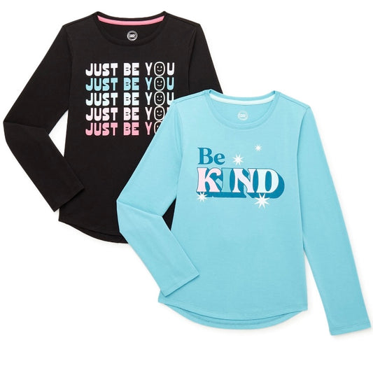 Youth, Girls Long Sleeve Graphic Tee, 2 Pack
