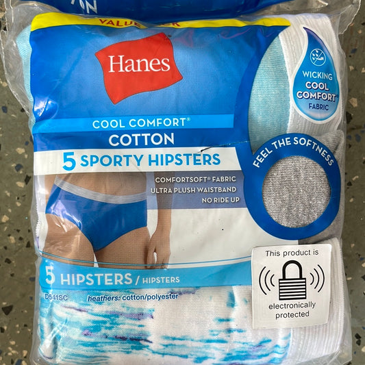 Womens, Hanes Cotton Sporty Hipsters, 5 Pack