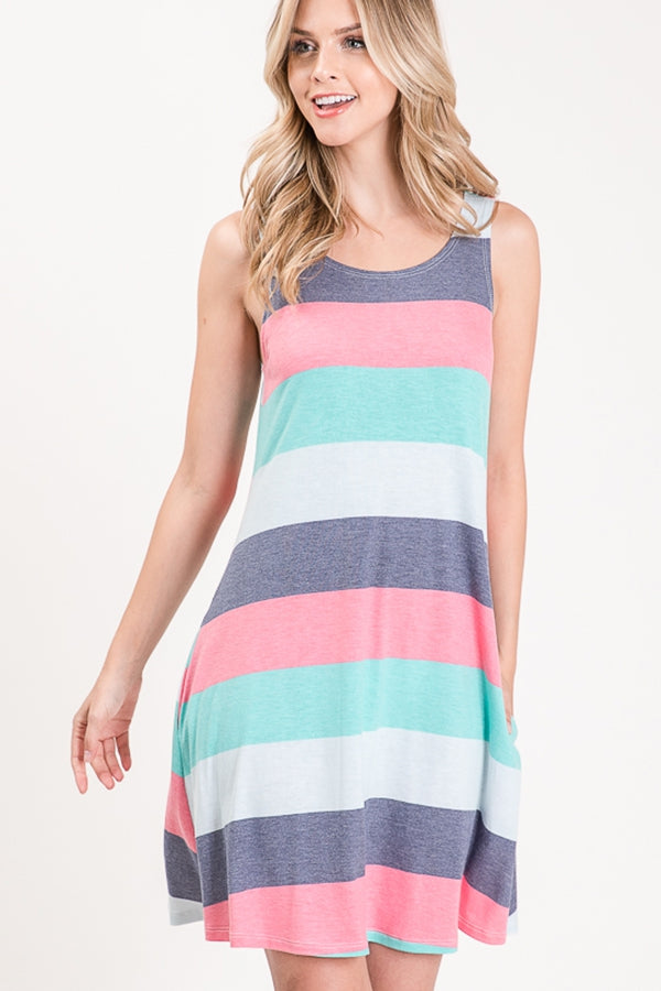 Dress, Sleeveless Stripes