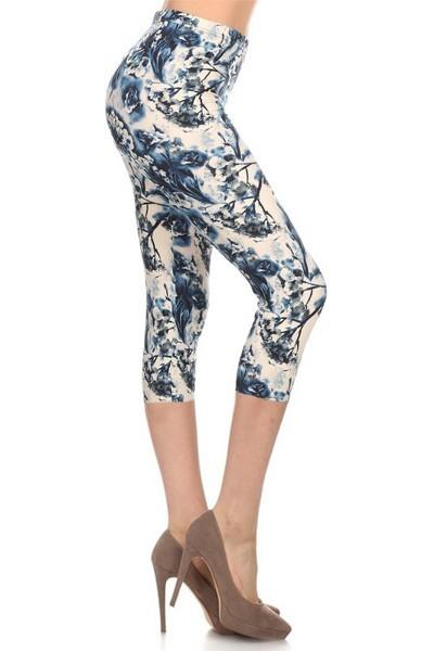 Leggings, Blue and Ivory Floral