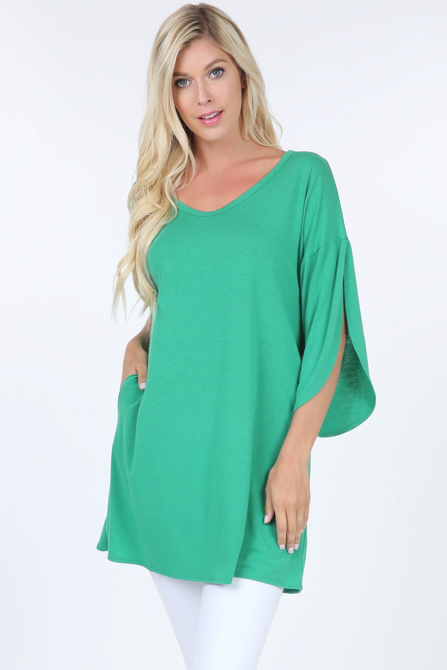Tops, Knit Tunic with Tulip Sleeves