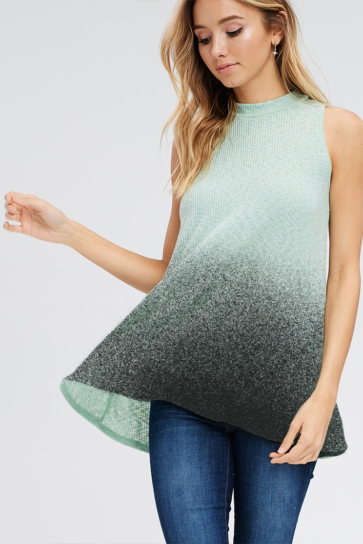Tops, Faded Ombre Mock Neck Muscle Top