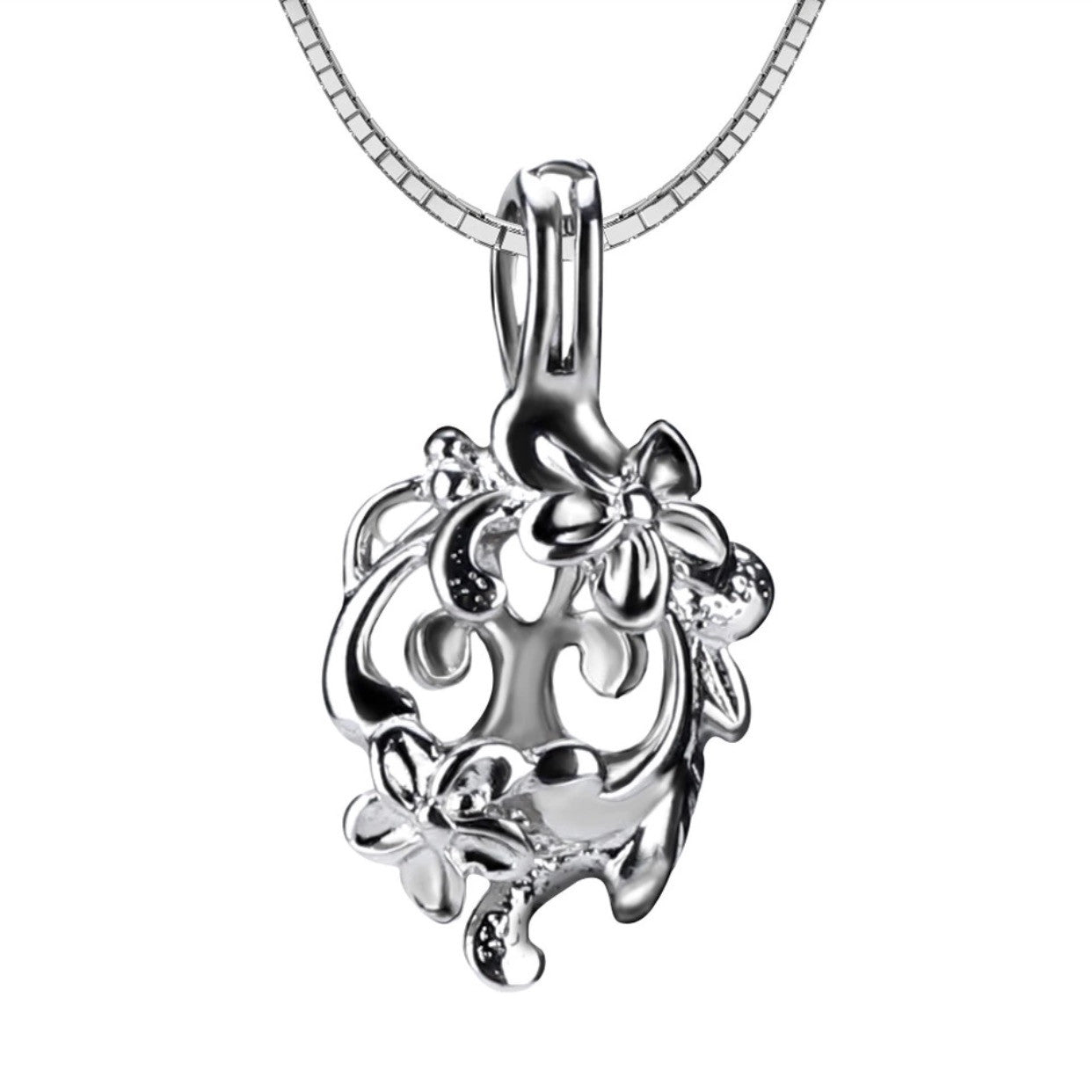 Fashion Flowers Single-Pearl Cage Pendant (Sterling silver)
