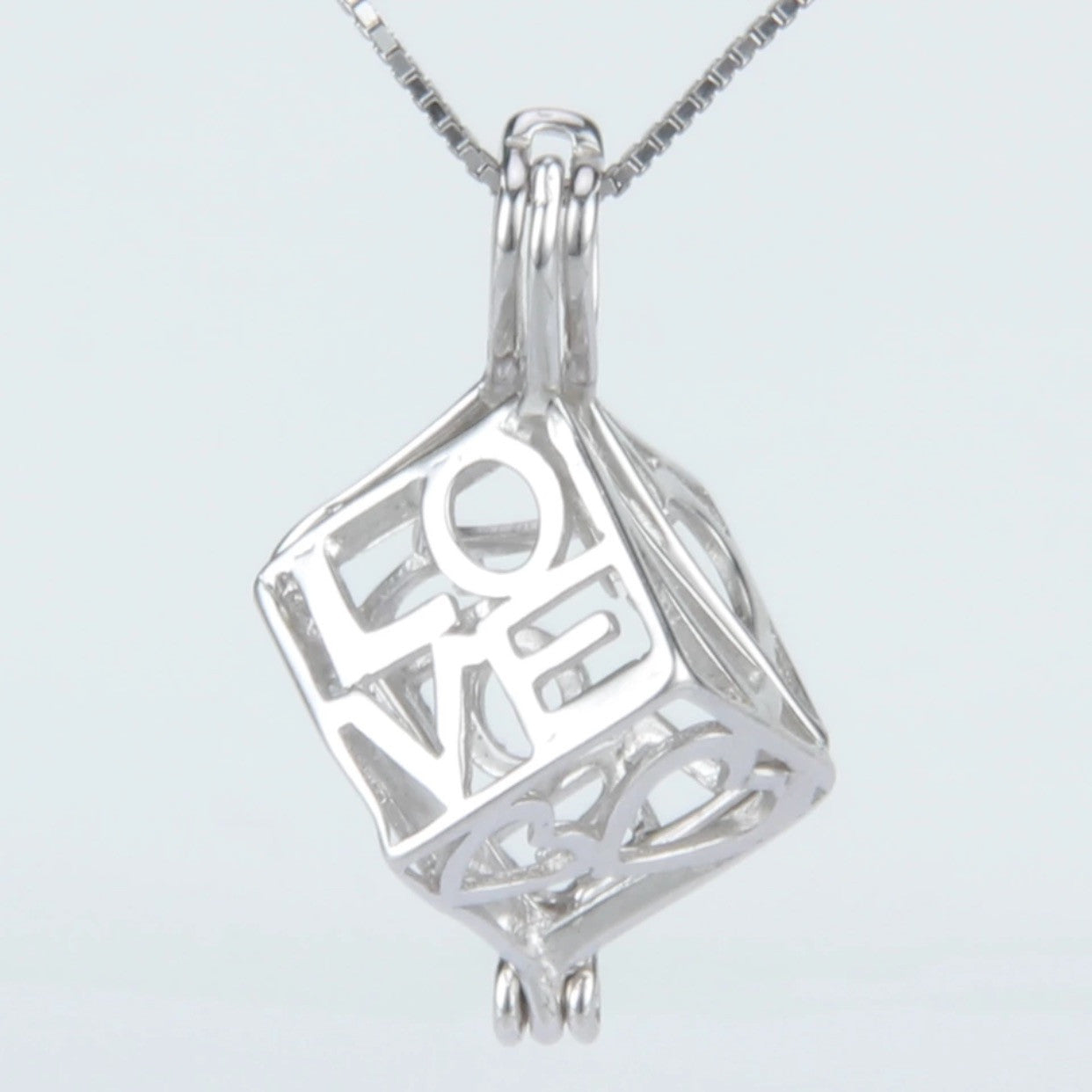 Love Cube Single-Pearl Cage Pendant (Sterling silver)