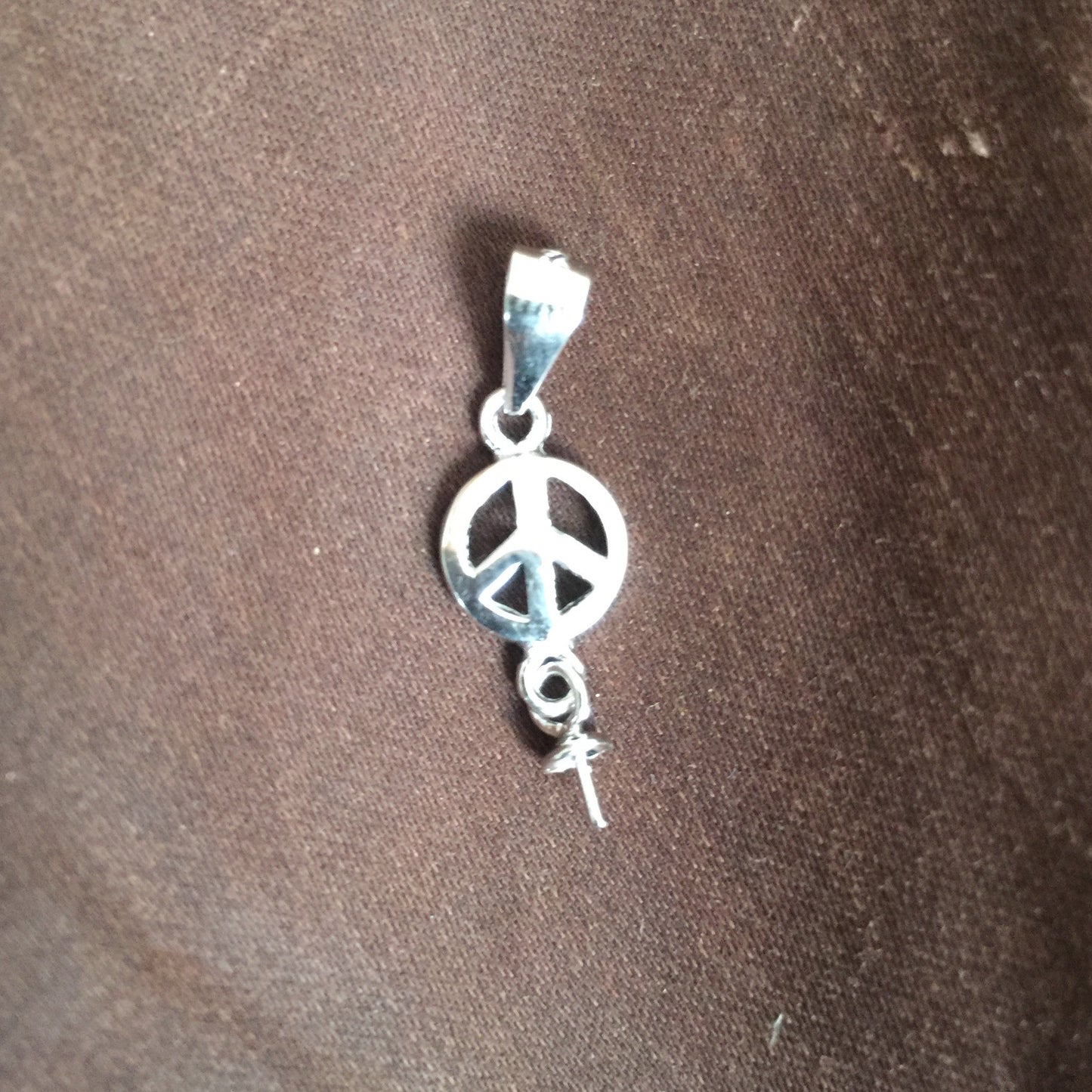 Peace Sign Single-Pearl Pendant Mounting (Sterling silver)