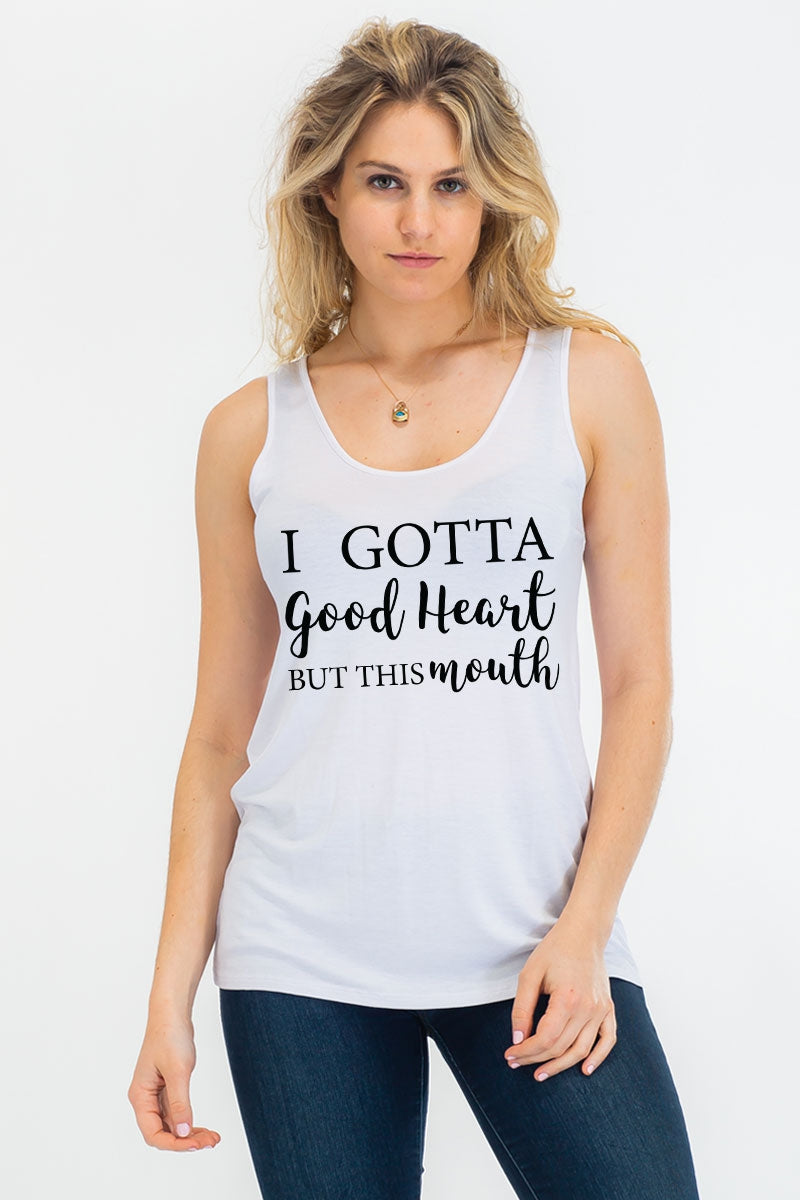 Tops, Good Heart Bad Mouth Graphic Tank