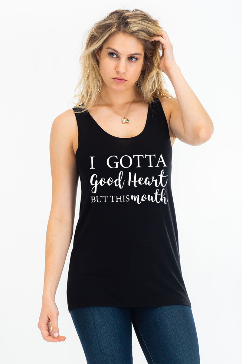 Tops, Good Heart Bad Mouth Graphic Tank
