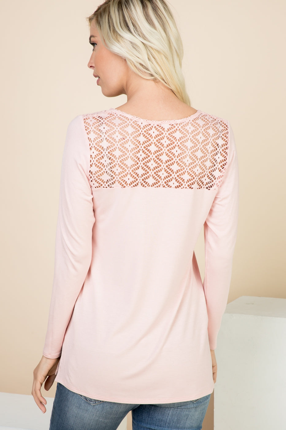 Tops, Long Sleeve w/Crochet and Button Detail