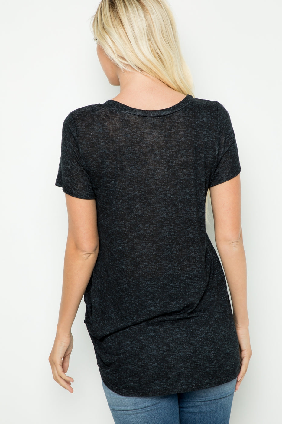 Tops, Short Sleeve Slice V-Neck