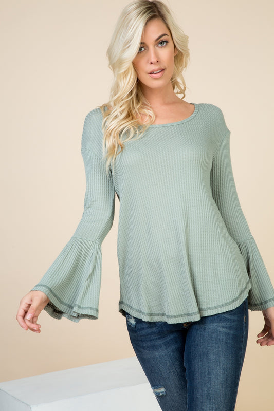 Tops, Solid Bell Long Sleeve Top