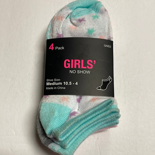 Girl’s No Show Socks, 4 Ct