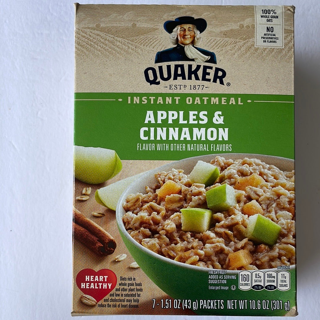 Quaker Instant Oatmeal Apples & Cinnamon 10.6 Oz