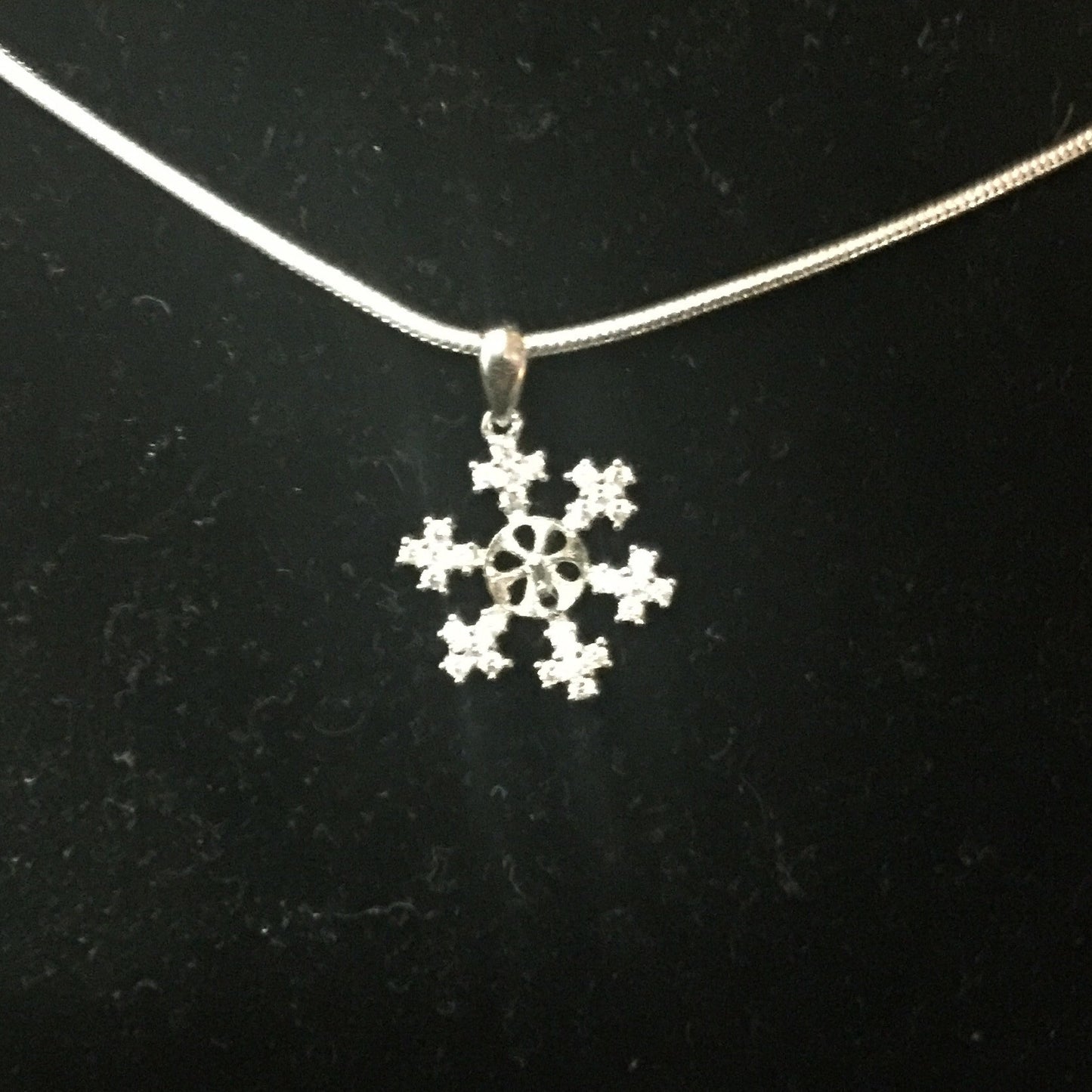 Mini Snowflake Single-Pearl Pendant Mounting (Sterling silver)