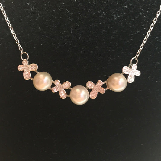 X's and O's Multi-Pearl Necklace (Sterling silver)