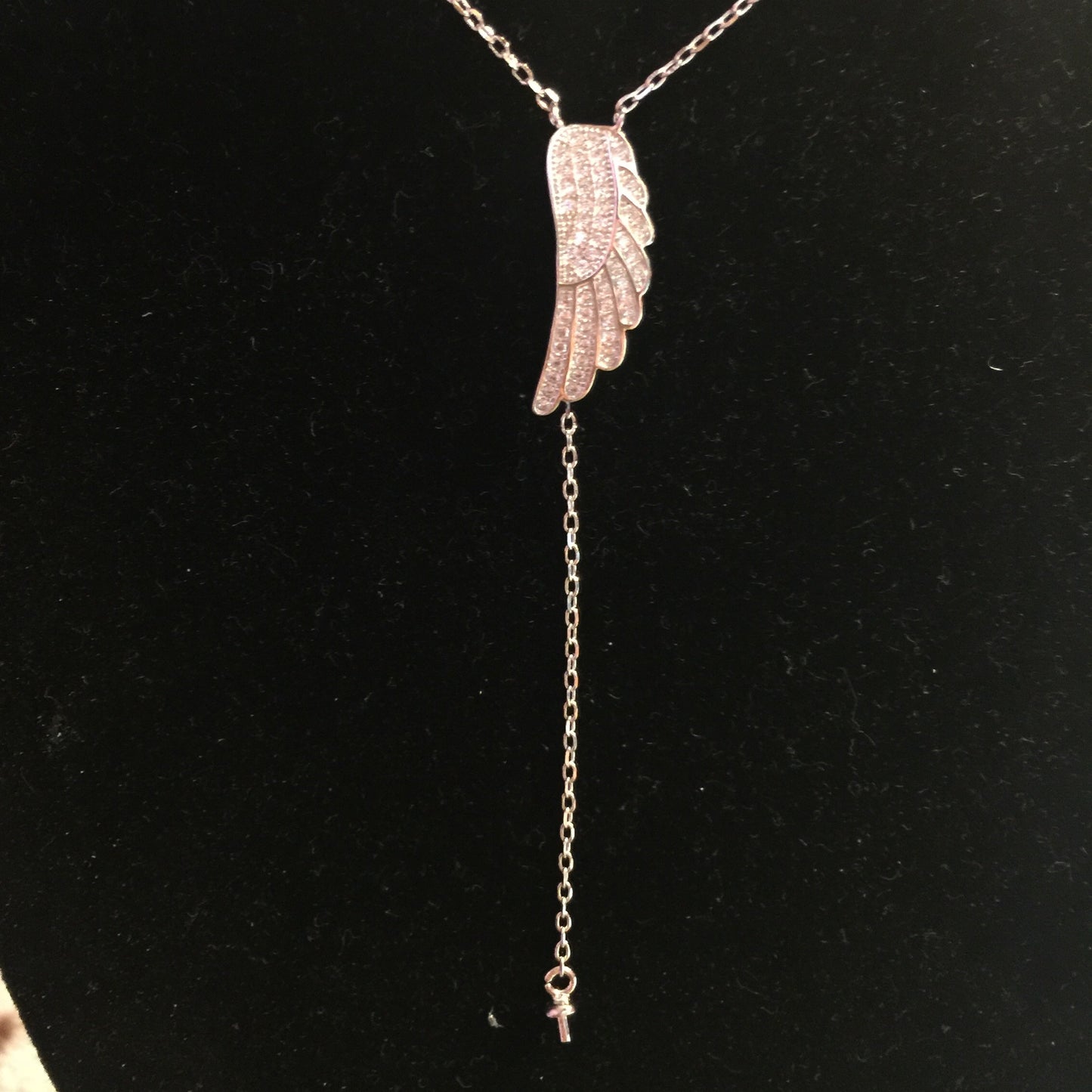 Dangling Wing Single-Pearl Necklace Mounting (Sterling silver)