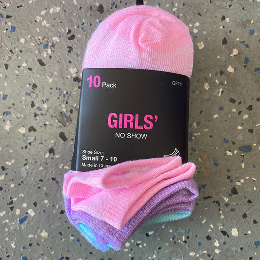 Girl’s No Show Socks, 10 Ct