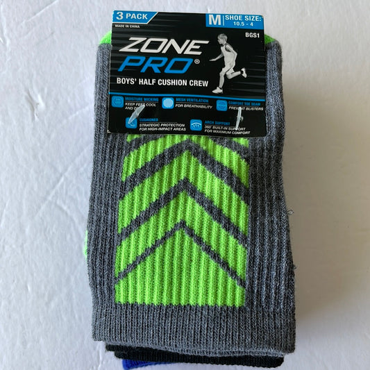 Boy’s Zone Pro Half Cushion Crew Socks