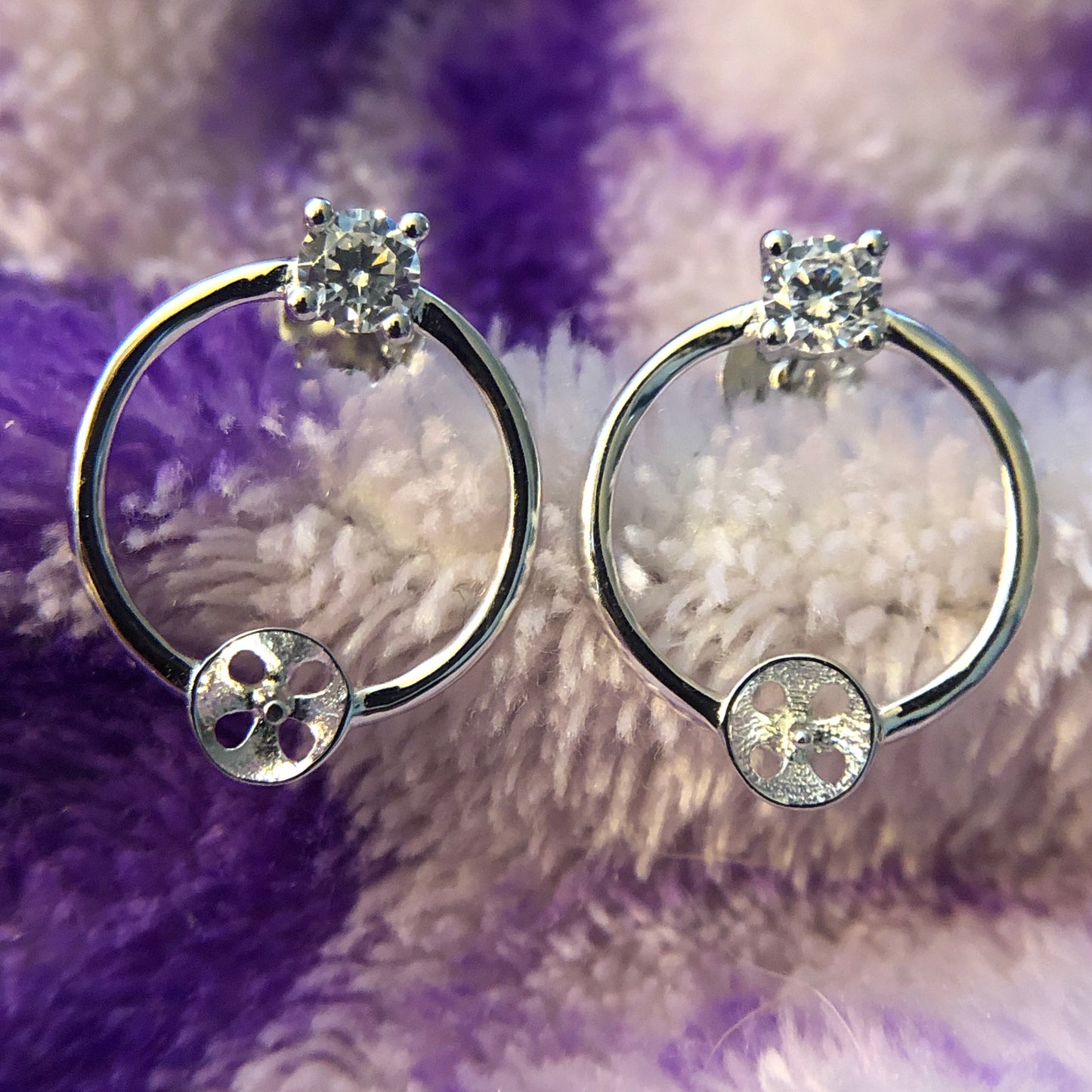 Gem Circle Earring Mounting (Sterling silver)