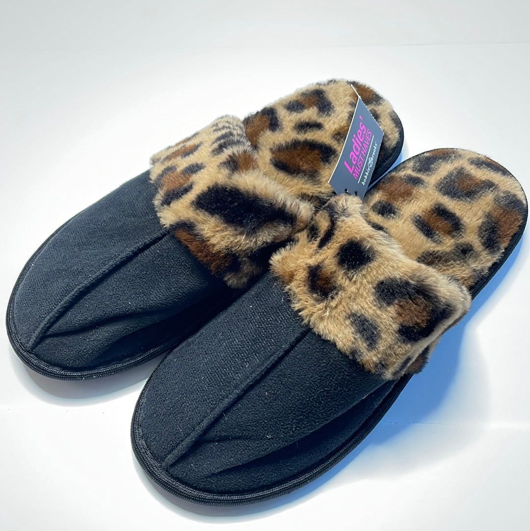 Womens, Bobbie Brooks Scuff Leopard Slipper Shoe